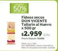 Jumbo Don vicente - fideos secos tallarín al huevo oferta