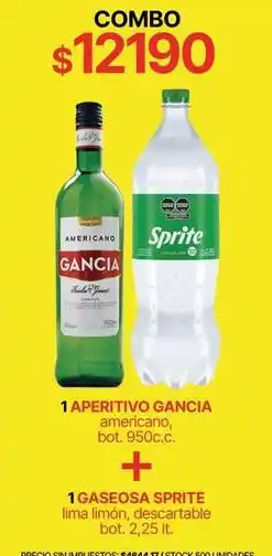 Supermercados Vea Gancia - aperitivo ganci + gaseosa sprite oferta