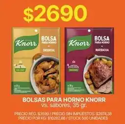 Supermercados Vea Knorr - bolsas para horno oferta