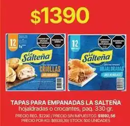 Supermercados Vea La salteña - tapas para empanadas oferta
