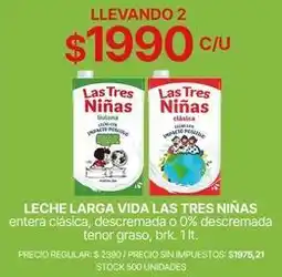 Supermercados Vea Las tres niñas - leche larga vida oferta