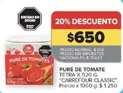 Carrefour Carrefour classic puré de tomate oferta