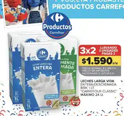 Carrefour Carrefour classic leches larga vida entera/descremada brik 1 lt oferta