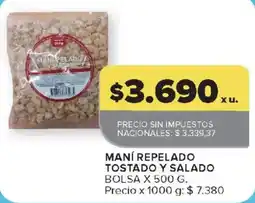 Carrefour Maní repelado tostado y salado oferta