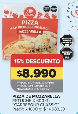 Carrefour Carrefour classic pizza a la piedra congelada mozzarella oferta