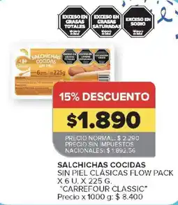 Carrefour Carrefour classic salchichas cocidas sin piel clásicas oferta