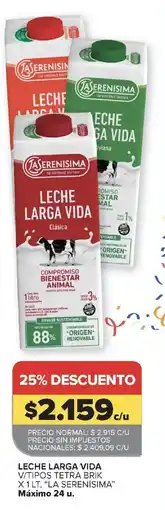 Carrefour La serenisima leche larga vida oferta