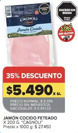 Carrefour Cagnoli jamón cocido oferta