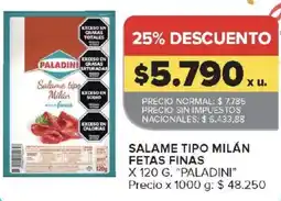 Carrefour Paladini salame tipo milán fetas finas oferta
