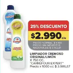 Carrefour Carrefour expert limpiador cremoso original/limón oferta