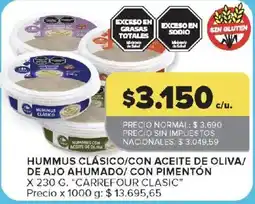 Carrefour Carrefour clasico hummus clasico/con aceite de oliva/de ajo ahumado/con pimenton oferta