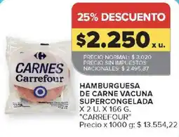 Carrefour Carrefour hamburguesa de carne vacuna supercongelada oferta
