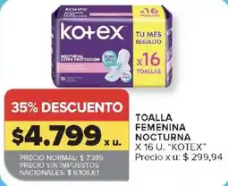 Carrefour Kotex toalla femenina nocturna oferta