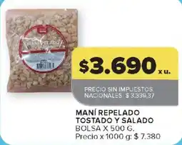 Carrefour Maní repelado tostado y salado oferta