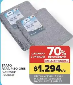 Carrefour Carrefour Essential trapo para piso gris oferta