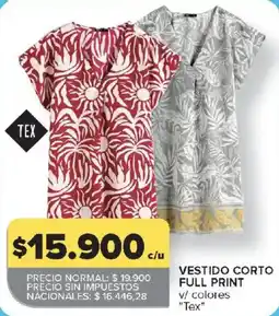 Carrefour Tex vestido corto full print oferta