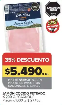 Carrefour Cagnoli jamón cocido oferta