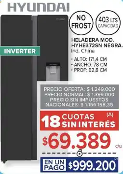 Carrefour Hyundai heladera mod. hyhe372sn negra oferta