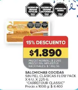Carrefour Carrefour classic salchichas cocidas sin piel oferta