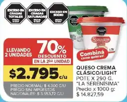 Carrefour La serenisima queso crema clásico/light oferta