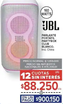 Carrefour Jbl parlante portátil partybox club blanco oferta
