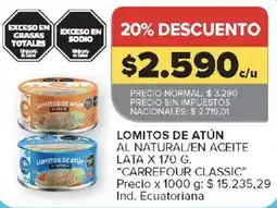 Carrefour Carrefour classic lomitos de atún al natural/en aceite oferta