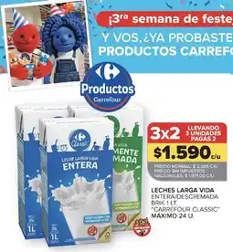 Carrefour Carrefour classic leche larga vida entera o descremada oferta