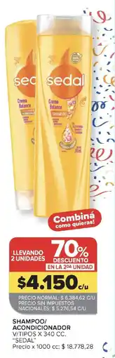 Carrefour Sedal shampoo/ acondicionador oferta