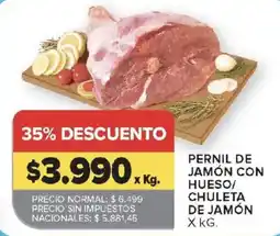 Carrefour Pernil de jamón con hueso/chuleta de jamón oferta