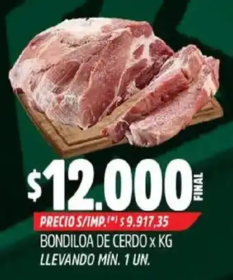 Supermercados Yaguar Bondiola de cerdo oferta