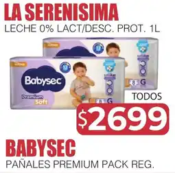 Masivos Babysec pañales premium pack reg. oferta