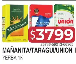Masivos Mañanita/taragui/unión yerba oferta
