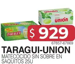 Masivos Taragui-union mate cocido sin sobre en saquitos oferta