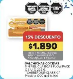 Carrefour Market Salchichas cocidas sin piel clásicas flow pack oferta