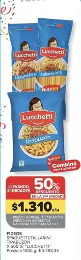 Carrefour Market Lucchetti - spaghetti tallarin tirabuzón oferta