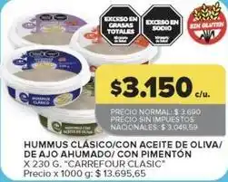 Carrefour Market Carrefour - hummus clásico/con aceite de oliva/ de ajo ahumado/ con pimentón oferta