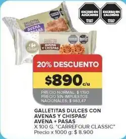 Carrefour Market Galletitas dulces con avena y chispas/avena + pasas oferta