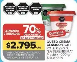 Carrefour Market La serenísima - queso crema clásico/light oferta