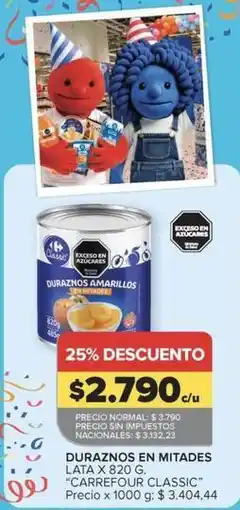 Carrefour Market Carrefour - duraznos en mitades lata x 820 g oferta