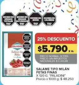 Carrefour Market Paladini - salame tipo milán fetas finas oferta