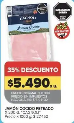 Carrefour Market Cagnoli - jamón cocido feteado oferta