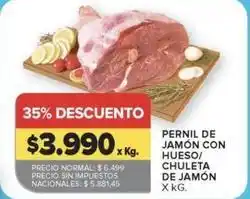 Carrefour Market Pernil de jamón con hueso/ chuleta de jamón oferta