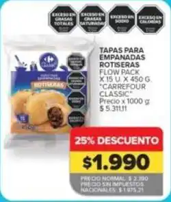 Carrefour Market Tapas para empanadas rotiseras flow pack oferta