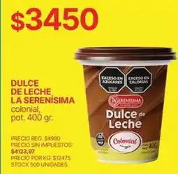 Supermercados Vea La serenísima - dulce de leche colonial oferta