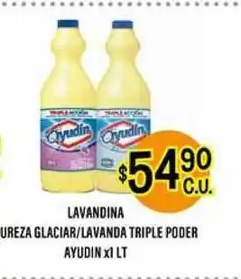 Supermercados Toledo Ayudin Lavandina Ureza Glaciar-Lavanda Triple Poder 1lt oferta