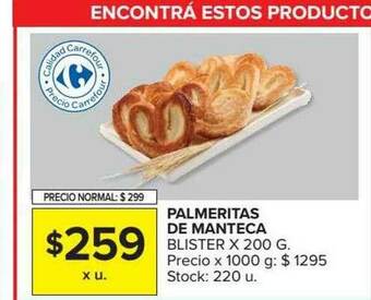 Carrefour Market Palmeritas De Manteca Blister oferta