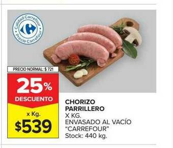 Carrefour Market Chorizo Parrillero Envasado Al Vacío oferta