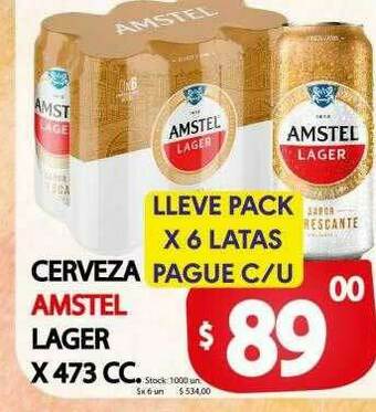 Supermercados Mariano Max Cerveza Amstel Lager oferta