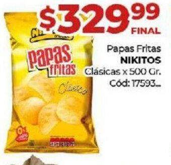 Diarco Papas Fritas Nikitos Clásicas x 500 Gr. oferta