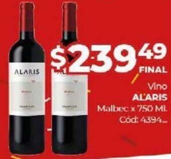 Diarco Vino Alaris Malbec x 750 ml. oferta